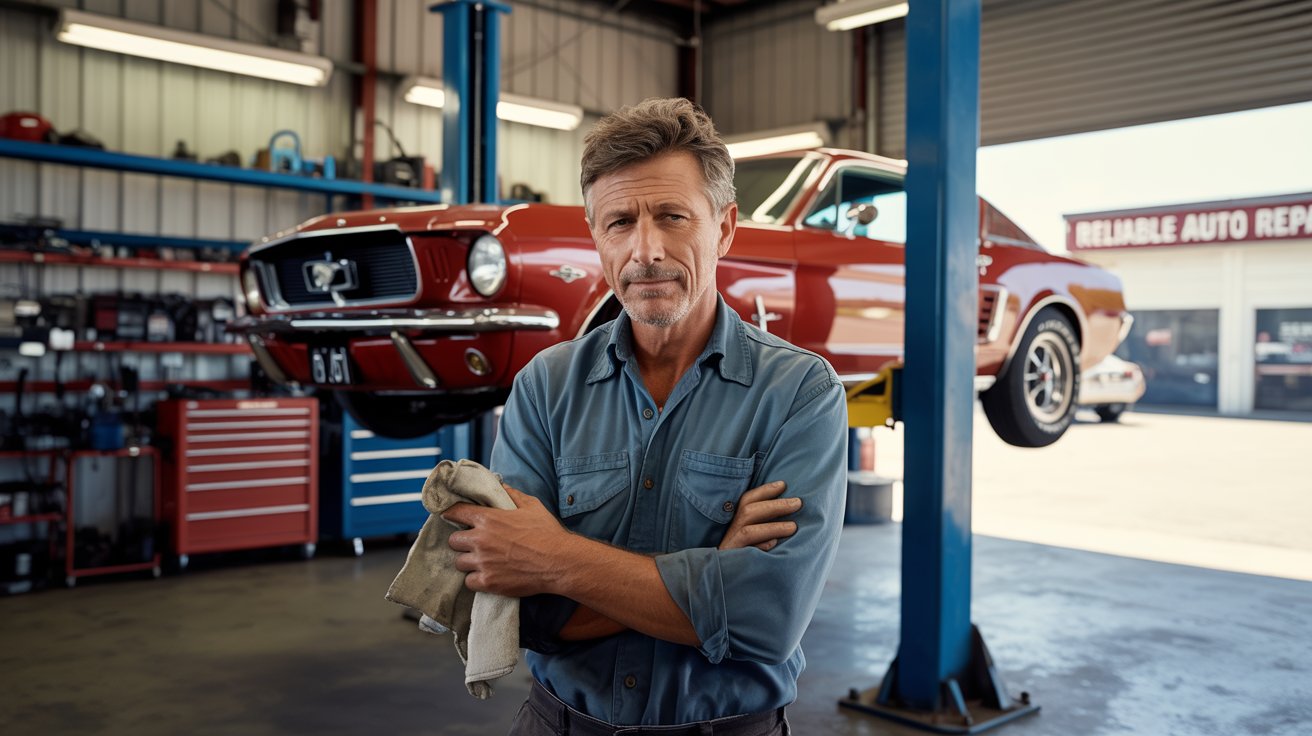 Image générée par IA représentant un garagiste